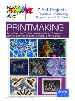 Printmaking with Craft Foam: Bundle of 7 Art Lessons for Grades 3-7