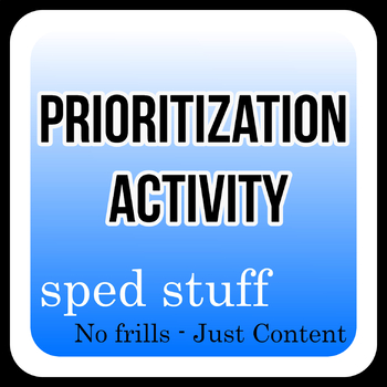 Preview of Prioritization Activity