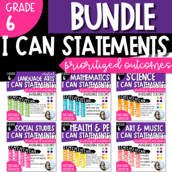 Preview of Prioritized I Can Statements Bundle - Alberta - Grade 6 (Editable)