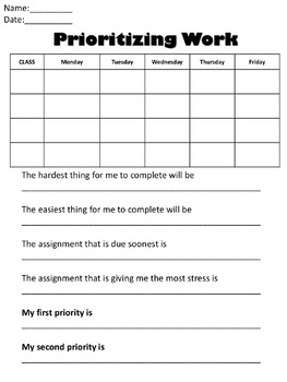Prioritizing Worksheet! by Stylish in SPED | Teachers Pay Teachers