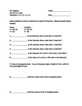 Preview of Prism and Cylinder Quiz