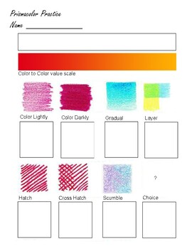 Prismacolor Blending Techniques Worksheet by Mary Gingerich