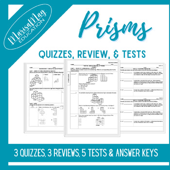 Preview of Prisms & Nets Assessment Bundle - 3 quiz, 3 reviews & 5 tests