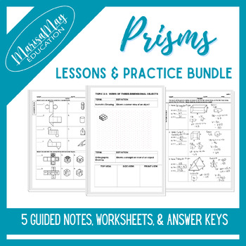 Preview of Prisms & Nets Notes & Worksheets Bundle - 5 lessons