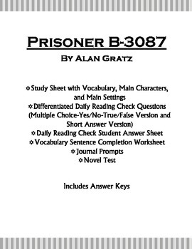 Preview of Prisoner B-3087 by Alan Gratz Novel Unit