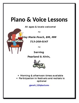 Preview of Private Music Lesson Flyer