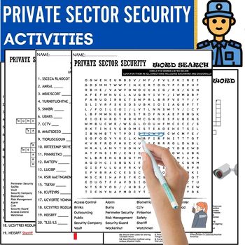 Preview of Private Sector Security Vocabulary,Word Scramble,Crossword & Wordsearch
