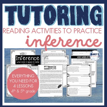 Preview of Tutoring making inferences worksheets 4th 5th grade, tutoring letter to parents