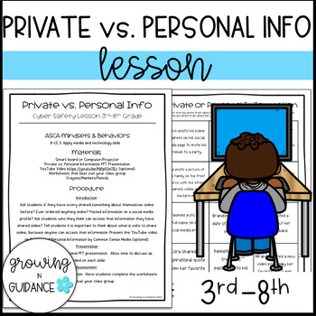 Preview of Private vs. Personal Information | Cyber Safety Lesson & Presentation: 3rd-8th