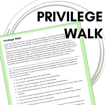 Preview of Privilege Walk - No Prep Classroom Culture Activity