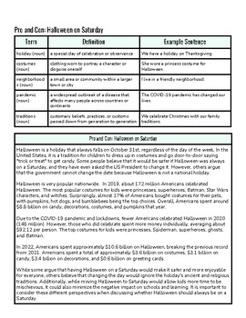 Preview of Pro and Con: Halloween on Saturday (upper grades)
