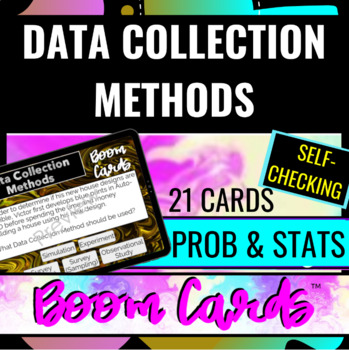 Preview of Prob & Stats Data Collection Methods using DIGITAL SELF CHECKING BOOM CARDS™
