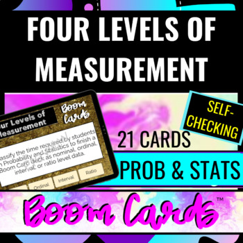 Preview of Prob & Stats Four Levels of Measurement using DIGITAL SELF CHECKING BOOM CARDS™