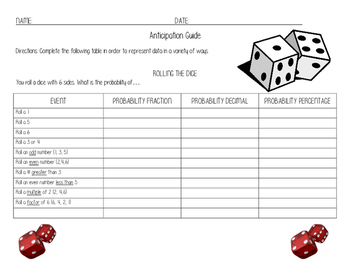 Preview of Probabilidad and Probability English and Spanish Dice Activity