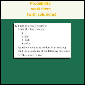 Preview of Probability worksheet (with solutions)