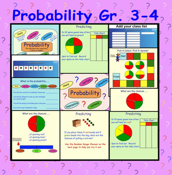 Preview of Probability Activities For Gr 3-4  Smartboard Interactive Lessons