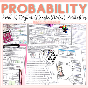 Preview of Chance and Probability Activities Print and Digital Worksheets |Google Classroom