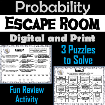 Preview of Simple Probability Activity: Escape Room Math Breakout Game