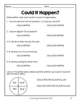 grade 1 probability activity packet by teachinginawonderland tpt