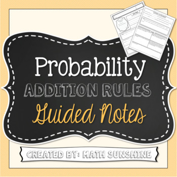 Preview of Probability Addition Rules Guided Notes (Mutually Exclusive and Overlapping)