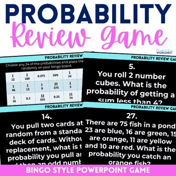 Preview of Probability PowerPoint Review Math Game