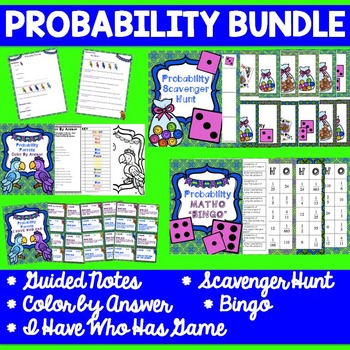 Preview of Probability Bundle - No Prep - Notes, Bingo, Scavenger Hunt & More