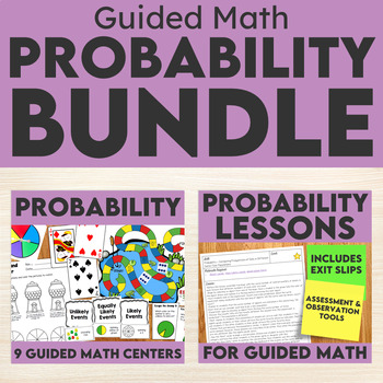 Preview of Probability Lessons and Centres Bundle for Guided Math - Differentiated