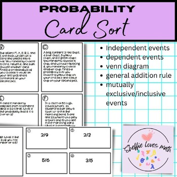 Preview of Probability CARD SORT Independent Dependent Mutually Exclusive General Addition