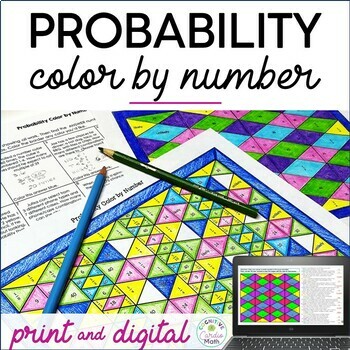 Preview of Probability Color by Number 6th-7th Grade Print and Digital Math Activity 