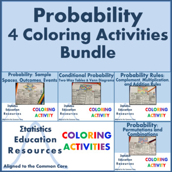 Preview of Probability Coloring Activities Bundle (4 Activities) (Common Core Aligned)