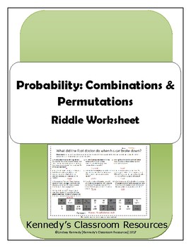 Preview of Probability: Combinations & Permutations - Riddle Worksheet