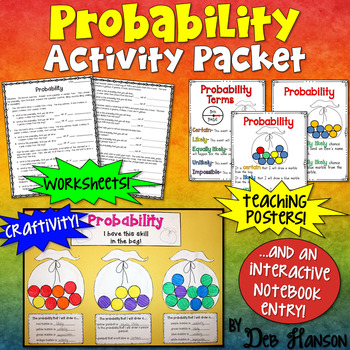 Preview of Probability: Worksheets, Craftivity, Posters, and Notebook Entry