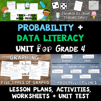 Preview of Probability and Data Literacy (Graphing) Unit for Grade 4 - BC/Ontario Curriclum