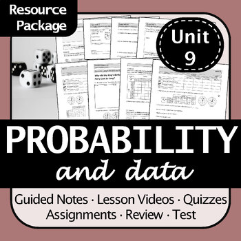 Preview of BC Math 8 Probability & Data Resources: Guided Notes, Practice, Quizzes, Test