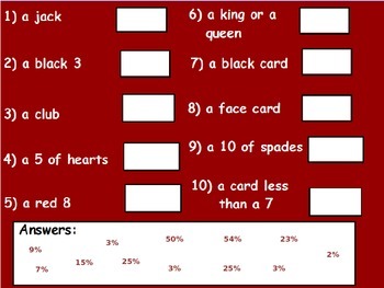 Preview of Probability - Deck of Cards Part 1 (POWERPOINT)