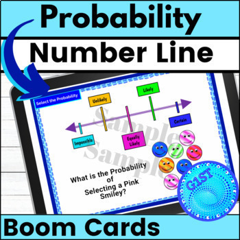 Preview of Probability Digital Boom Task Cards 2nd, 3rd, 4th Grade 