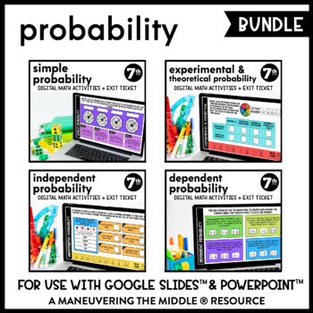 Preview of Probability Digital Math Activity Bundle | 7th Grade Math Activities