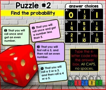Probability Digital Math Escape Room by Scaffolded Math and Science