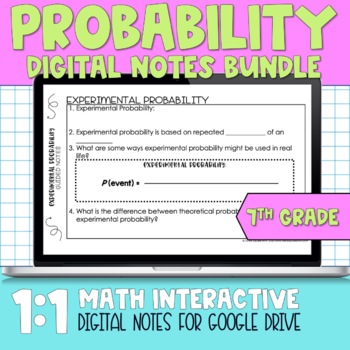 Preview of Statistics & Probability 7th Grade Math Digital Notes for Google Slides