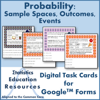 Preview of Probability Digital Task Cards: Sample Spaces, Outcomes, & Events (Common Core)