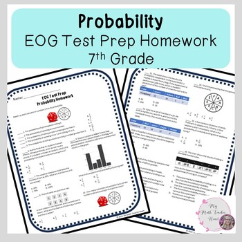 Preview of Probability EOG Review Homework | Grade 7 Math | Test Prep