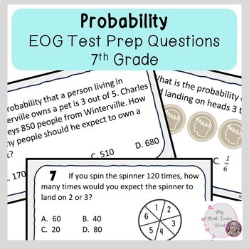 Preview of Probability EOG Review Questions | Grade 7 Math | Test Prep