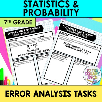 Preview of Statistics and Probability Error Analysis Tasks | 7th Grade Math