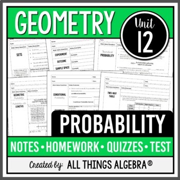 Preview of Probability (Geometry Curriculum - Unit 12) | All Things Algebra®