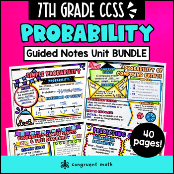 Preview of Probability Guided Notes | 7th Grade CCSS | Simple & Compound Events Theoretical
