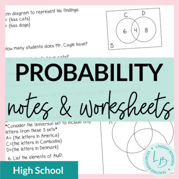 Preview of Probability Guided Notes and Worksheets