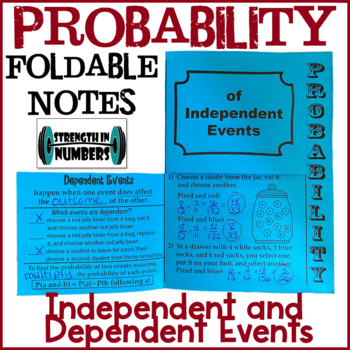 Preview of Probability Independent and Dependent Events Foldable Notes Interactive Notebook