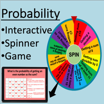Preview of Probability Interactive Spinner Game-No Prep Print Needed, Everything Included