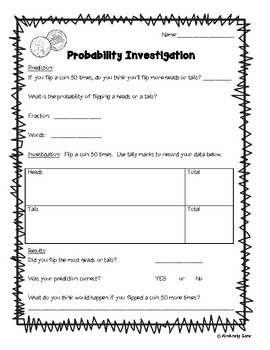 Preview of Probability Investigation /Activity - Penny