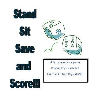 Preview of Probability Math Game for Grades 6 and 7: Stand Sit Save and Score!
